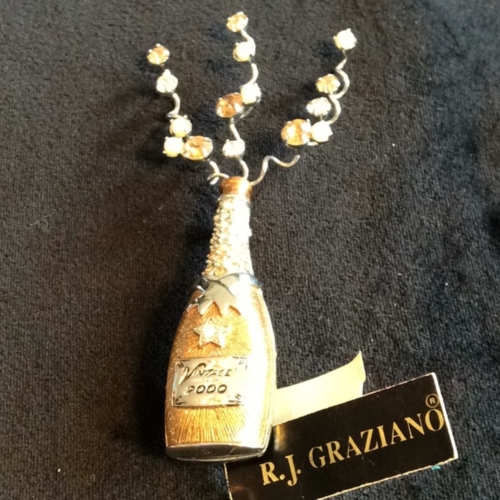 Vintage Graziano New Years Champagne Brooch